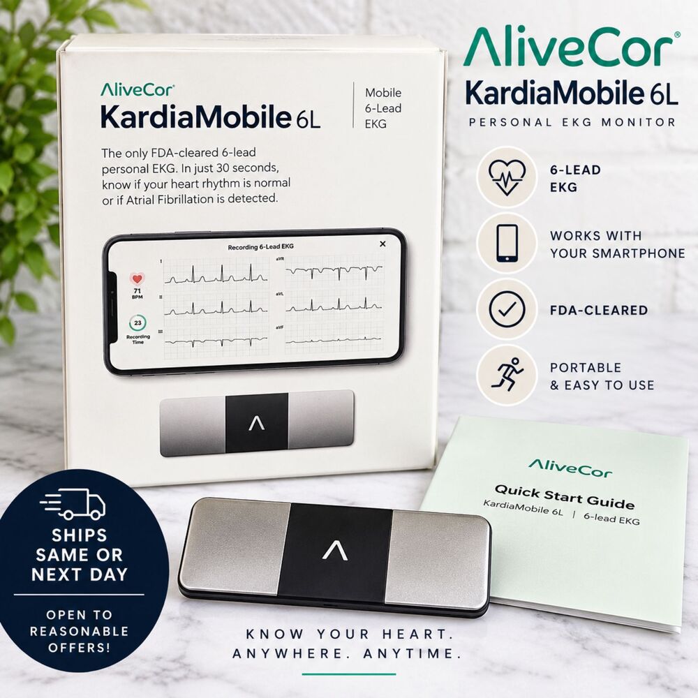 AliveCor KardiaMobile 6L 6-Lead Personal EKG ECG Heart Monitor AC-019 Box